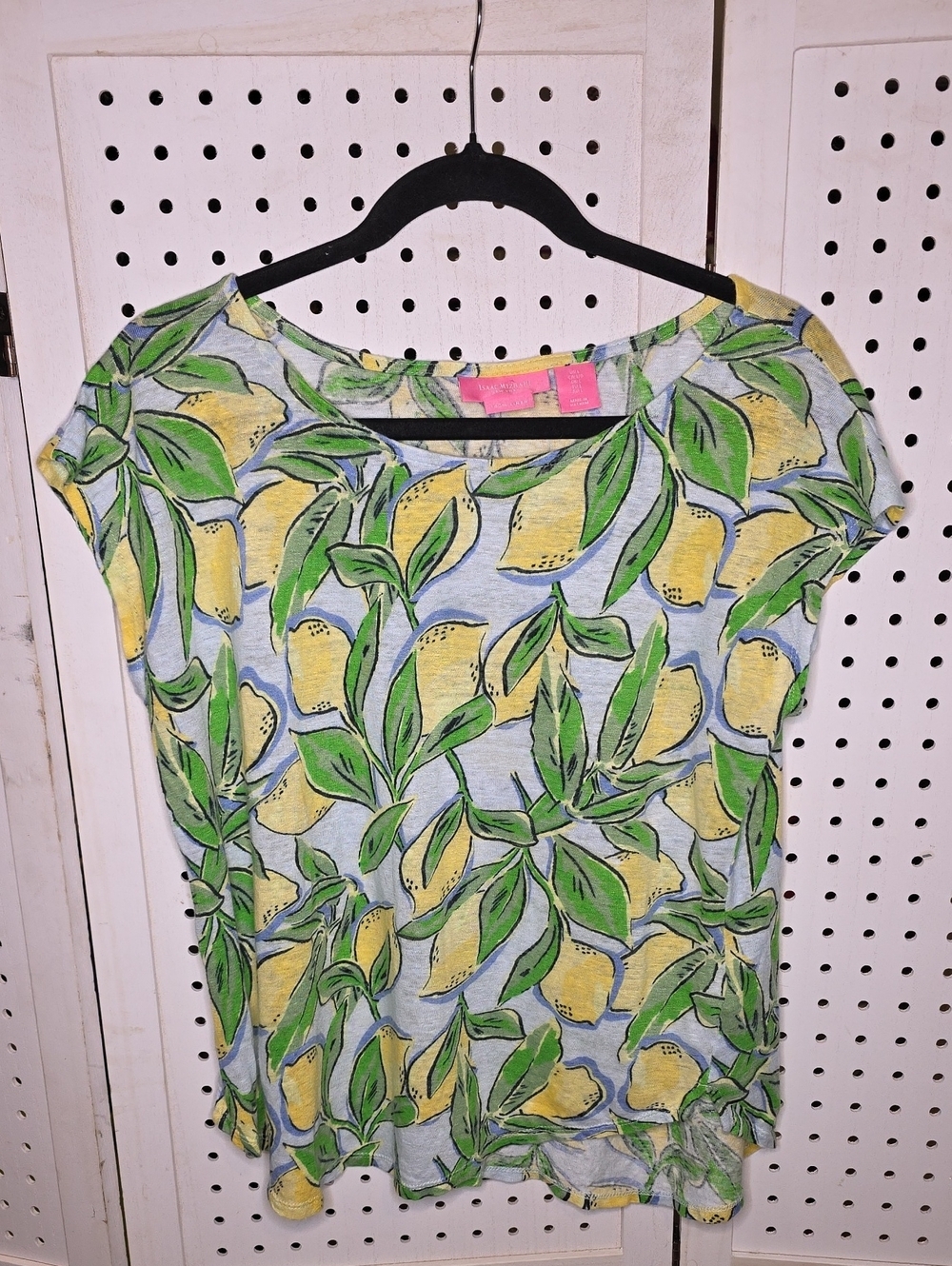Isaac Mizrahi 100% Linen Size Large Yellow Green Lemon